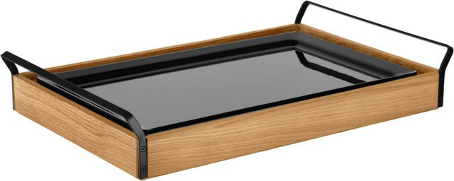 VEGA Buffet-Kühltablett Esino niedrig GN 1/1 aus Melamin, eiche/schwarz, B/T/H: 38,6 x 61,9 x 10,9 cm - Bild 1