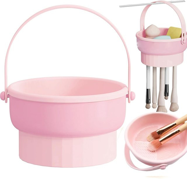 3-in-1 Silikon-Bürstenreinigungsmatte, pink, Unisex - Bild 1