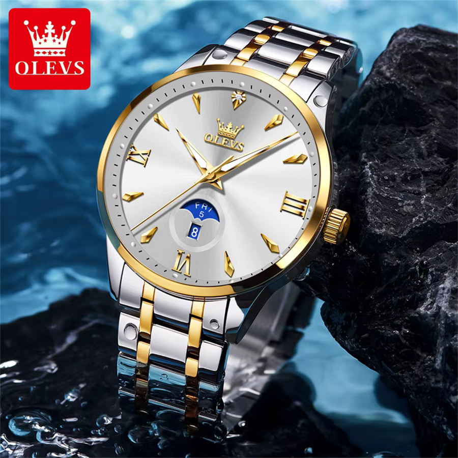 OLEVS Armbanduhr Quarz, Edelstahl, Bicolor, Herren - Bild 4