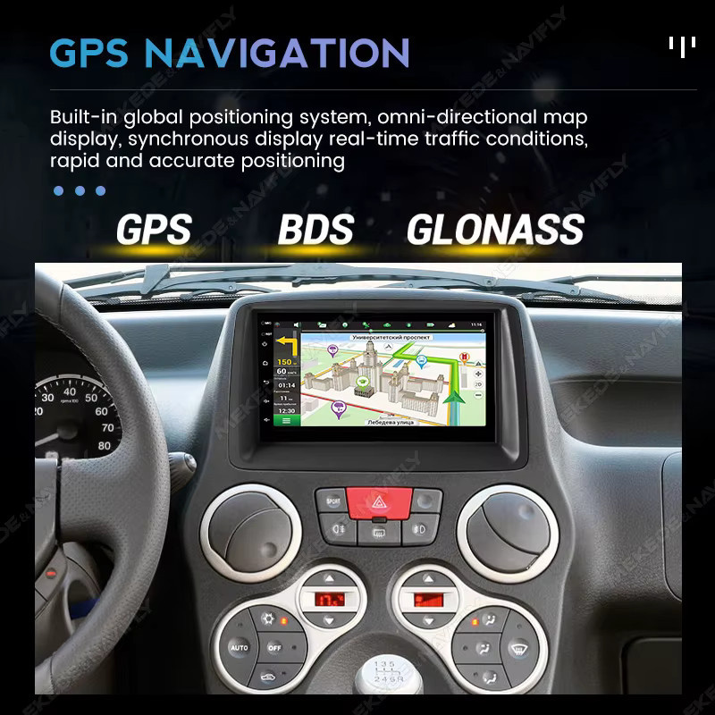 NAVIFANS Android 15 2-DIN Autoradio mit Carplay und GPS für Fiat Panda 169 (2003 - 2012), Multimedia-Player mit Bluetooth in Schwarz - Bild 4