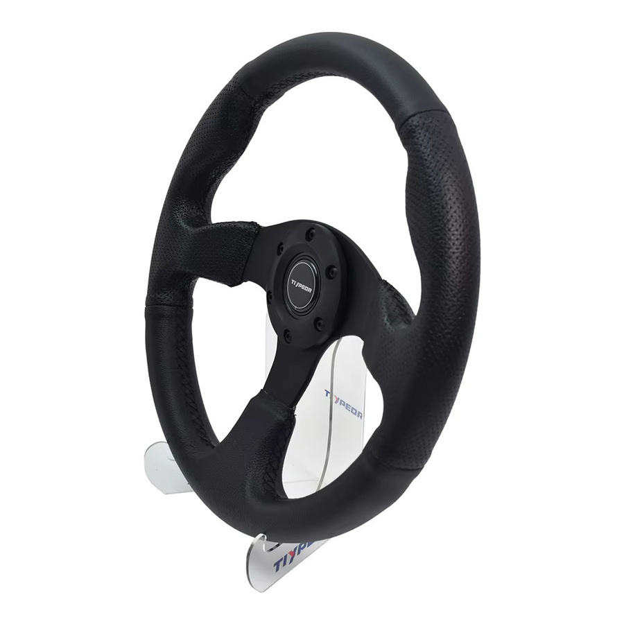 TIYPEOR Klassisches Drift-Simulationslenkrad aus schwarzem PVC-Leder, Durchmesser: 330 mm, Durchmesser: 40 mm - Bild 2