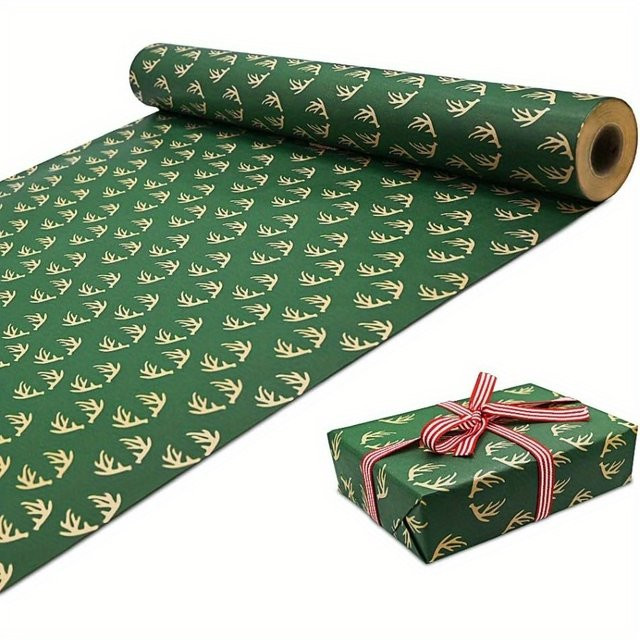 Extra breites Weihnachtsgeschenkpapier in Grün für deine Weihnachtsdekoration und festliche Geschenke - Bild 1