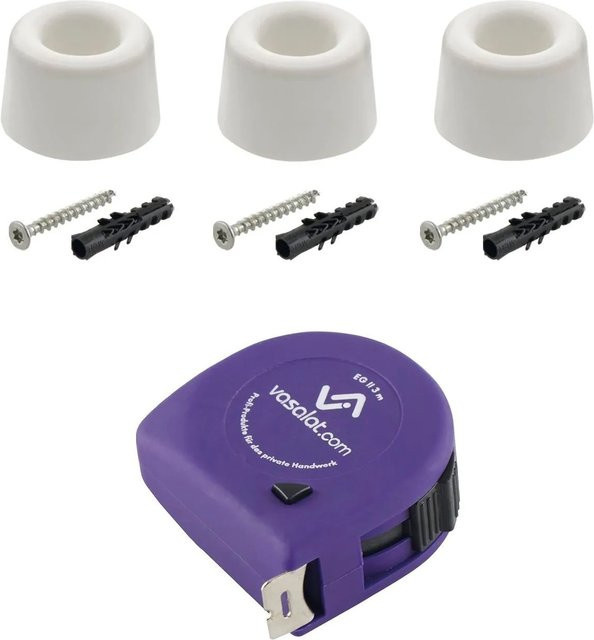 vasalat Set Kunststoffstopper für Boden und Wand zum Schrauben, Farbe Weiß, Durchmesser: 40 mm, Höhe: 25 mm - Bild 1