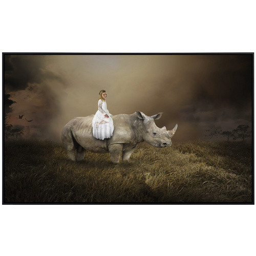 papermoon Infrarotheizung EcoHeat Surreales Mädchen auf Nashorn in Bunt mit Matt-Effekt, App-Steuerung und Überhitzungsschutz - Bild 2