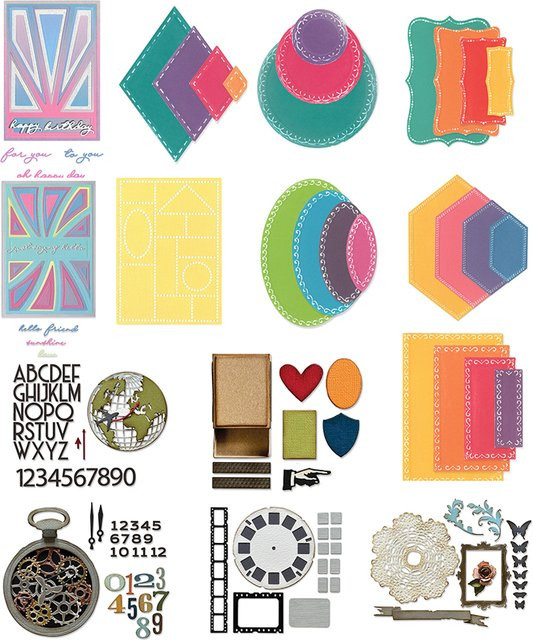 Stanzformen Set für DIY Scrapbooking und Papierkarten in verschiedenen Formen wie Sechsecken, Ovalen und Diamanten, Mehrfarbig - Bild 1