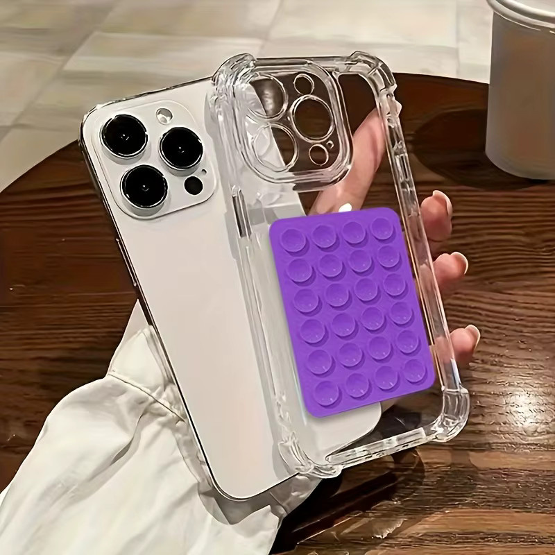 Stoßfeste transparente Handyhülle mit 3D-Saugnapf und Vier-Ecken-Schutz in Pink für iPhone 17 16 15 14 13 12 11 Pro Max Plus XS XR - Bild 1