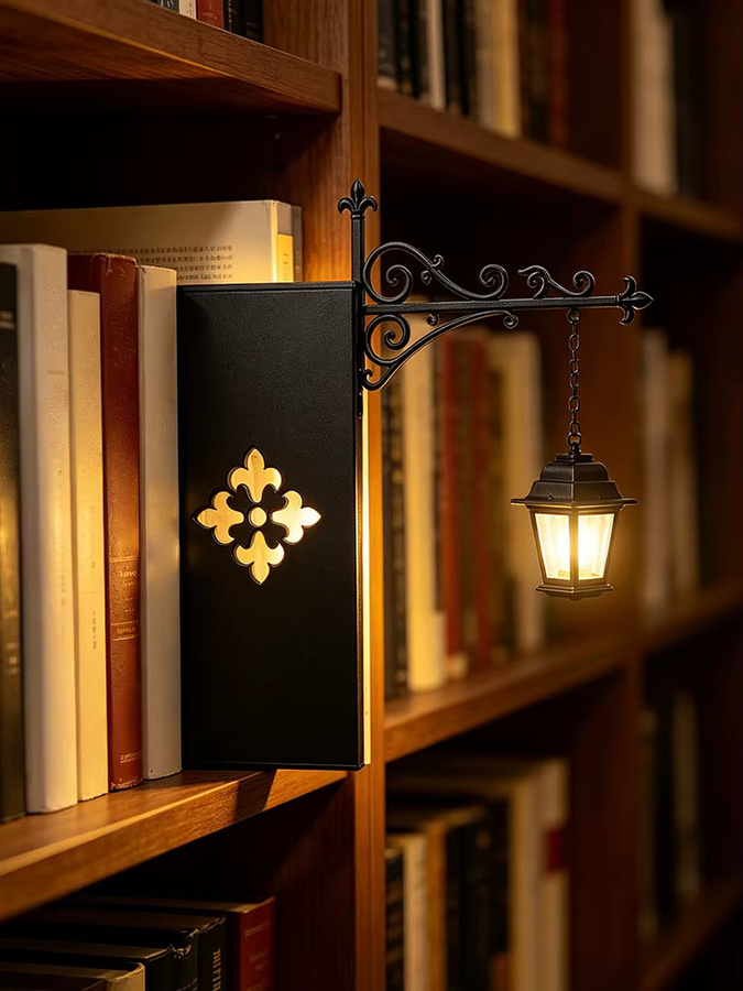 Shunmaii Magische Bibliothekslaterne Dekorative LED-Bücherregal-Beleuchtung in Schwarz mit warmweißem Licht - Bild 1