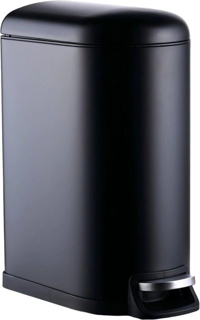 Relaxdays Tretmülleimer aus Eisen mit Absenkautomatik in Schwarz, Volumen: 10 Liter, B/T/H: 31,5 x 18,5 x 39 cm - Bild 1