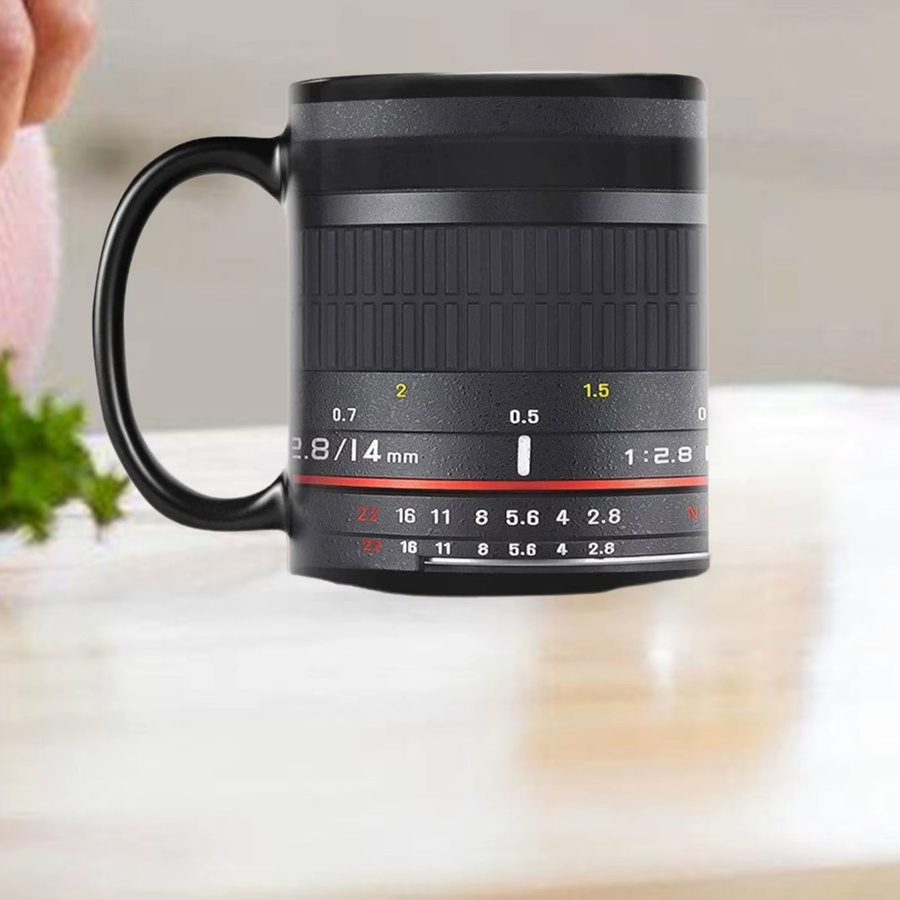 Keramik-Kaffeetasse im Kameraobjektiv-Design, schwarze Teetasse für Damen und Herren - Bild 5
