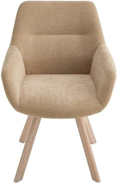 Vente-unique Drehstuhl Velbury in Beige mit Armlehnen und Eichenholz-Gestell - Bild 1