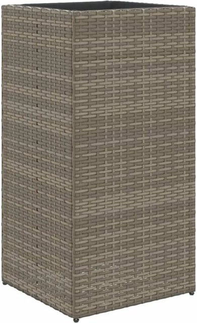 vidaXL Pflanzkübel Grau aus PE-Rattan und pulverbeschichtetem Stahl, B/T/H: 40 x 40 x 80 cm - Bild 1