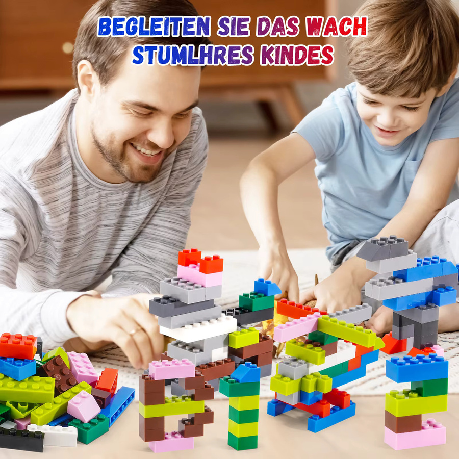 Wishiot DIY Mini-Bausteine Set mit 730 Teilen in Grün und Mehrfarbig für kreative Montage aus Kunststoff - Bild 2