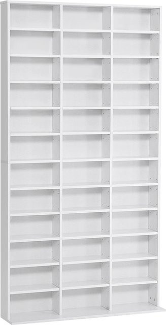 HOMCOM CD/DVD Regal in Weiß mit 36 höhenverstellbaren Fächern für bis zu 1116 CDs/DVDs, B/H/T: 102 x 195 x 23,5 cm - Bild 1