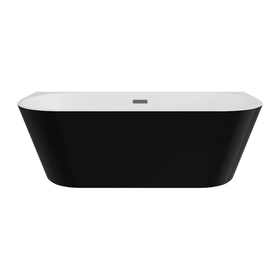 Vente-unique Vorwandbadewanne Divina in Schwarz, Acryl, oval, B: 180 cm, H: 58 cm, T: 82 cm - Bild 2