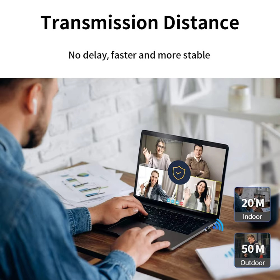 Kebidumei Bluetooth 5.4 USB Adapter als Dongle für PC, Lautsprecher, Maus und Tastatur mit Audio-Sender und Receiver - Bild 4