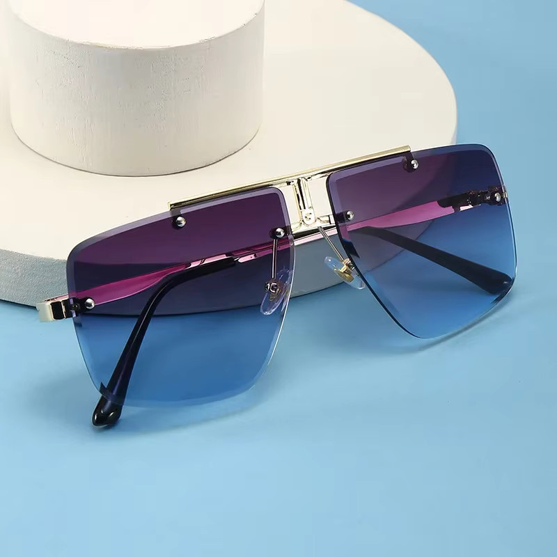 TOYEARN Sonnenbrille Pilot, randlos, Metall, blau, Herren - Bild 1
