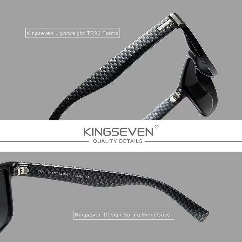 KINGSEVEN Sportsonnenbrille, quadratisch, Vollrand, Kunststoff, schwarz, Unisex, polarisiert - Bild 3