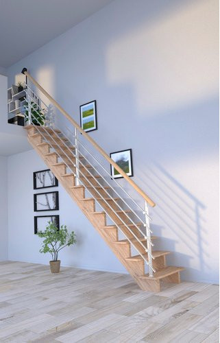 STARWOOD Systemtreppe Lindos aus Eichenholz in Braun mit 13 Stufen für eine maximale Geschosshöhe von 300 cm - Bild 1