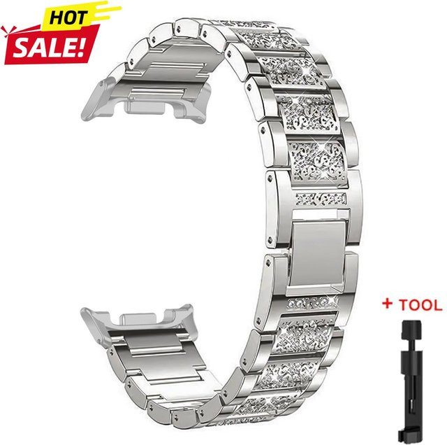 CAOWTAN Uhrenarmband Edelstahl, Diamant, Zirkonia, Silber, Damen - Bild 1