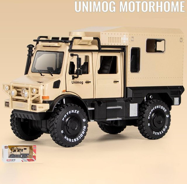 Fourall- Model Cars Unimog-Automodell, Spielzeugauto, Maßstab 1:28, gelb, mit Licht und Ton - Bild 1