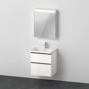 Duravit D-Neo Badezimmer-Möbelset in Weiß Hochglanz mit Waschtisch, Waschtisch-Unterschrank und Spiegelschrank, B/T: 60 x 48 cm - Bild 1
