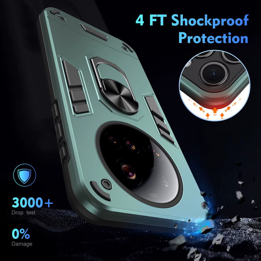 Schutzhülle mit Ringhalterung für Xiaomi 15 Ultra 15T 14T 13 Pro POCO C75 C55 X7 X6 X5 Pro in Schwarz und Grün - Bild 4