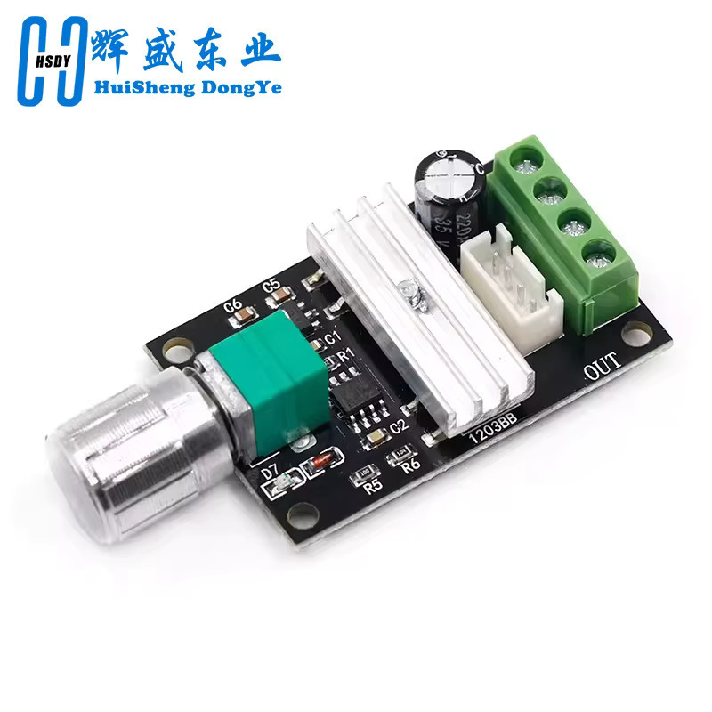 HUISHENGYUFA DC Motor Drehzahlregler 1203BB mit PWM Geschwindigkeitseinstellung und Umkehrschalter, 80W, 3A, für 6V 12V 24V 28V - Bild 2