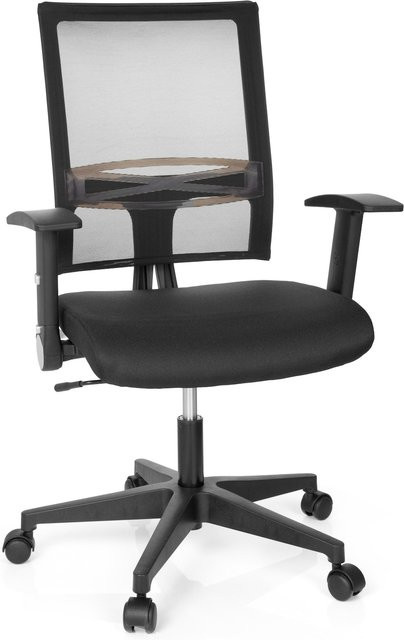 hjh OFFICE Home Office Bürostuhl OFFICE R8 in Schwarz mit Stoff und Netzstoff sowie abklappbaren Armlehnen und Synchronmechanik - Bild 1