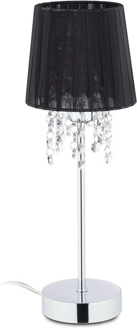 Relaxdays Tischlampe aus Metall und Organza in Schwarz und Silber, Höhe: 41 cm, Durchmesser: 14,5 cm - Bild 1