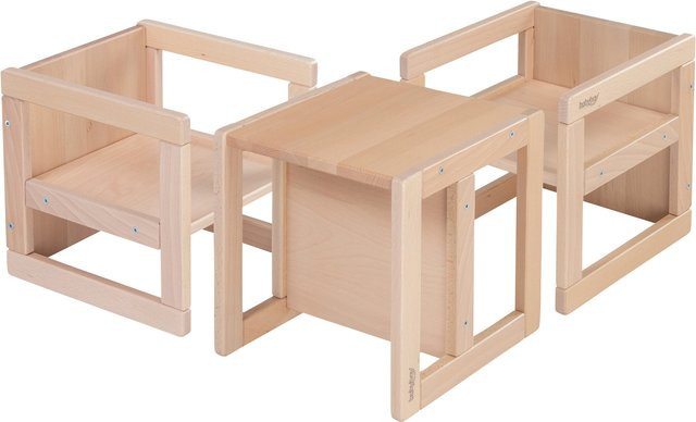 Babybay Sitzhocker 3in1 babycube Littlefoot aus Buchenholz, B/T/H: 32 x 32 x 43,5 cm - Bild 1