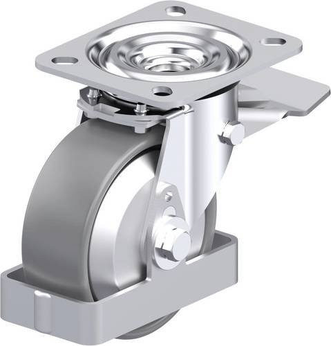Blickle Stahlblech-Lenkrolle L-PO 100G-ST-ELS-FA-FS in Silber/Grau mit 100 mm Rad-Durchmesser und 250 kg Tragfähigkeit - Bild 1