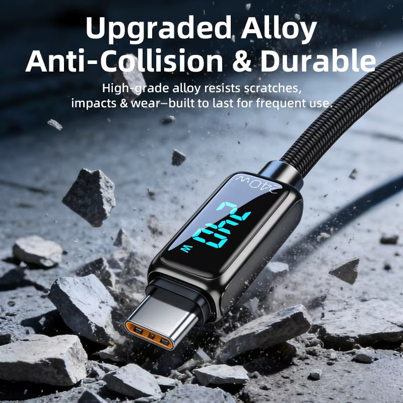 Vyvylabs 2er-Set USB-C zu USB-C Kabel mit 240W PD 3.1 Schnellladefunktion, robustes geflochtenes Typ-C Ladekabel für MacBook Pro, iPhone und Xiaomi Laptops - Bild 4