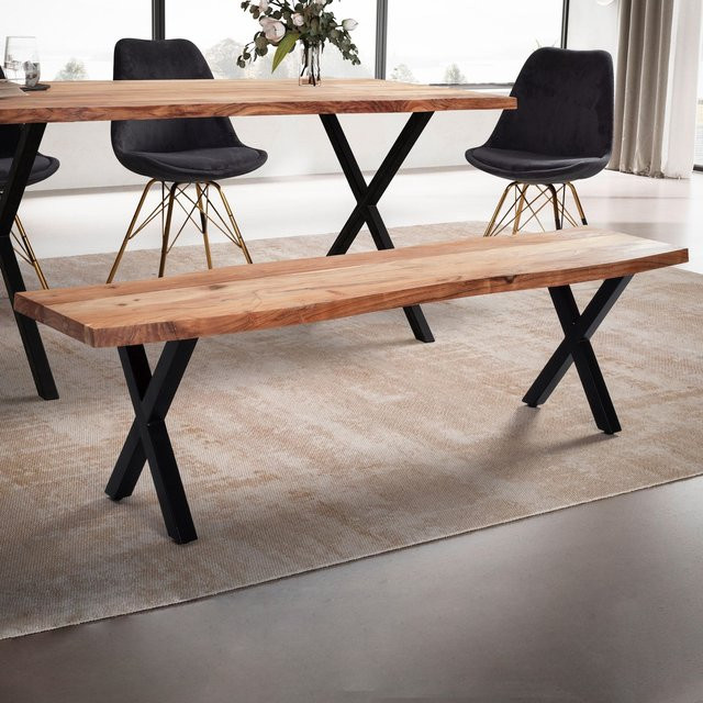 Esszimmerbank FineBuy aus Akazie Massivholz in Braun, Breite: 180 cm, Tiefe: 40 cm, Höhe: 40 cm - Bild 1