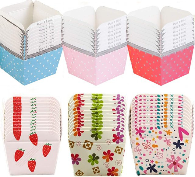 50 Stück quadratische Cupcake Liner aus Papier als Einweg Backbehälter für Muffins und Desserts - Bild 1