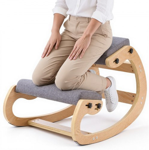 VEVOR Ergonomischer Kniehilfe-Stuhl aus Massivholz mit verstellbaren Schaumstoffkissen in Grau - Bild 1