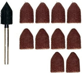 Proxxon Schleifkappenträger mit 10 Schleifkappen in den Körnungen 80 und 150, Durchmesser: 9 mm - Bild 1