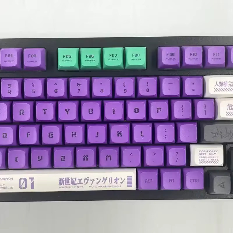 Bandai Evangelion EVA-01 Keycaps Set aus PBT im XDA Profil für mechanische Tastaturen mit MX Cherry und Gateron Switches in Lila - Bild 2