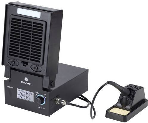 TOOLCRAFT LSL-951 Digitale Lötstation mit LED-Beleuchtung und Lötrauchabsaugung, 80W, 160 - 480°C, Schwarz - Bild 1