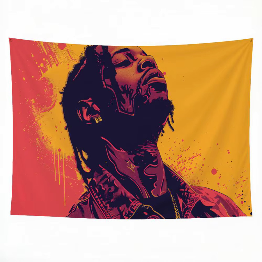 Singer Trendy T-Travis Scott Wandteppich in Weiß und Multicolour, waschbare Wanddekoration für Wohnzimmer und Schlafzimmer - Bild 3