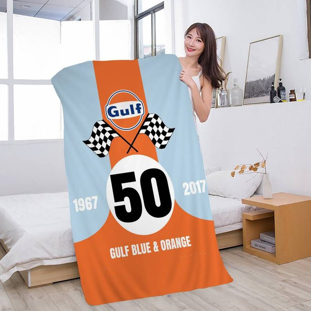 G-Gulf Mikrofaser Strandtuch mit Rennwagen Logo in Blau und Weiß, B: 95 cm, H: 190 cm - Bild 1