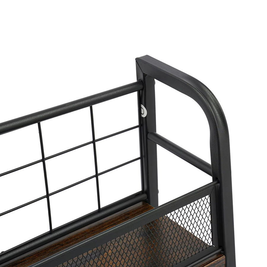 Bymaocar Schallplattenregal aus Metall in Schwarz, freistehendes Aufbewahrungsregal mit 3 Ebenen und Zeitschriftenhalter im Industrial-Design - Bild 2