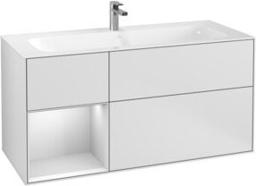V&B Waschtischunterschrank Finion mit Wandbeleuchtung, Weiß lackiert, B: 119,6 cm, T: 49,8 cm - Bild 1