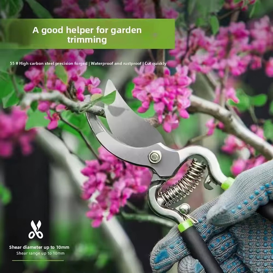 Edelstahl-Gartenschere in Silber für Obsternte und Gartenpflege - Bild 2