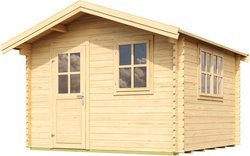 Mr. GARDENER Gartenhaus Spree mit Satteldach und Vordach in Beige, B/T: 340 x 363 cm, Wandstärke 34mm - Bild 1
