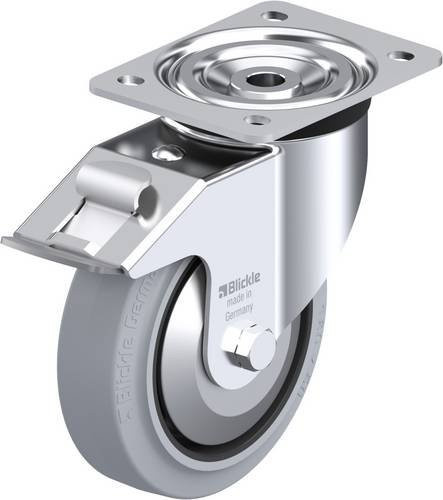 Blickle L-POEV 160XKA-FI-SG-FA Lenkrolle mit Feststeller in Schwarz-Grau, Rad-Durchmesser: 160 mm, Tragfähigkeit: 400 kg - Bild 1