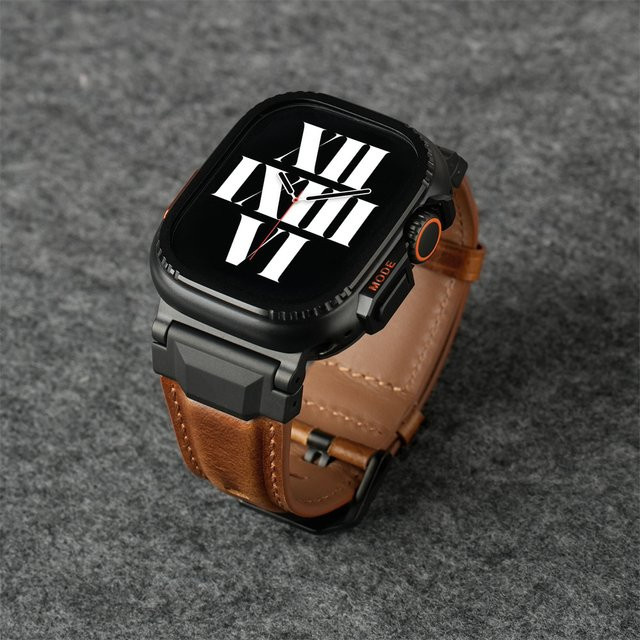 NEY Uhrenarmband Leder, Edelstahl, Schwarz, Unisex - Bild 1