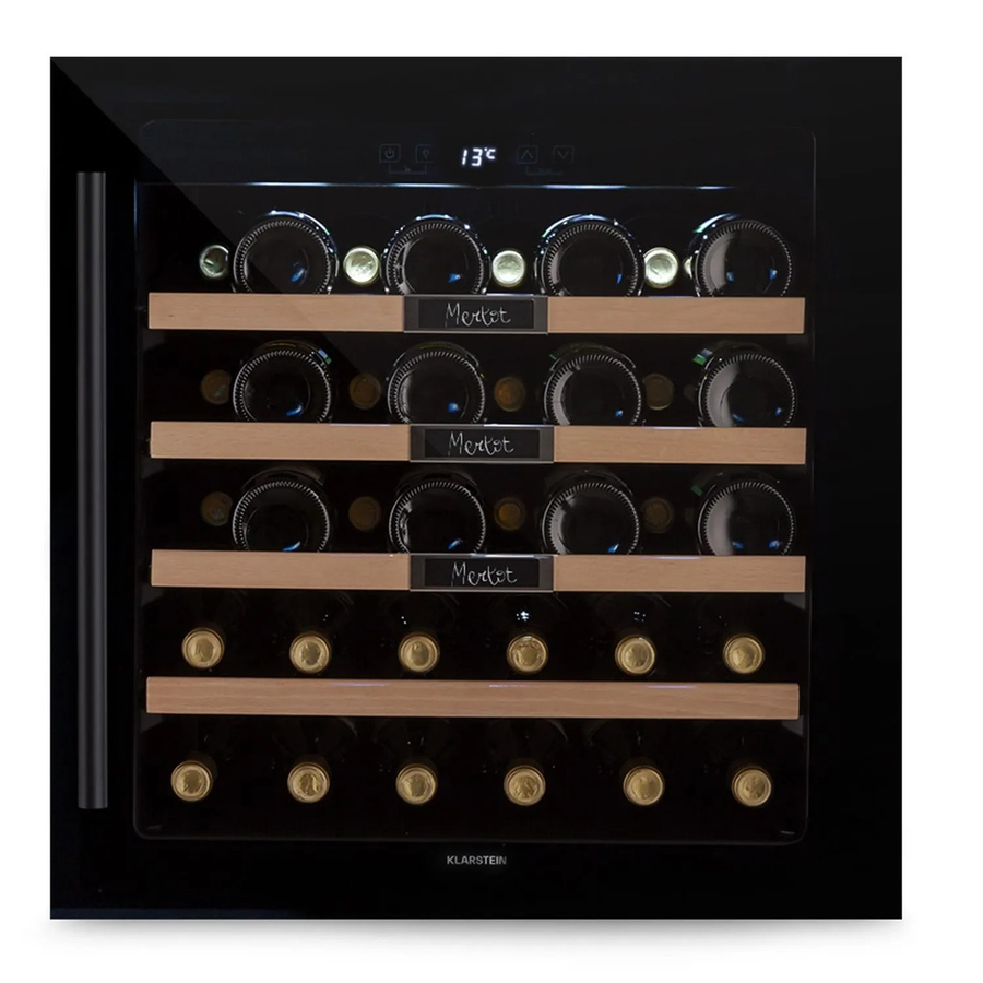 Klarstein Vinsider 36 Built-In Uno Einbau-Weinkühlschrank mit 36 Flaschen, 92 l Volumen, Edelstahl und Glas in Schwarz und Silber - Bild 2