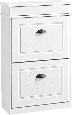 SoBuy Schuhschrank FSR78 Weiß mit 2 Klappen und 4 Ablageflächen, schmaler Schuhkipper für Flur und Wohnzimmer, B/T/H: 54 x 24 x 82 cm