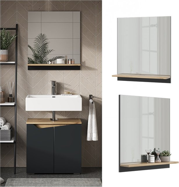 Vicco Badspiegel Marelle mit Regal in Anthrazit Eiche, Breite: 60 cm, Höhe: 67 cm - Bild 1