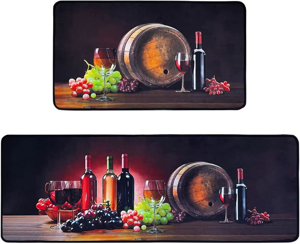 VIKAMA Teppich-Set Rotwein-Design für Küche und Bad, 1 oder 2 Stück - Bild 6